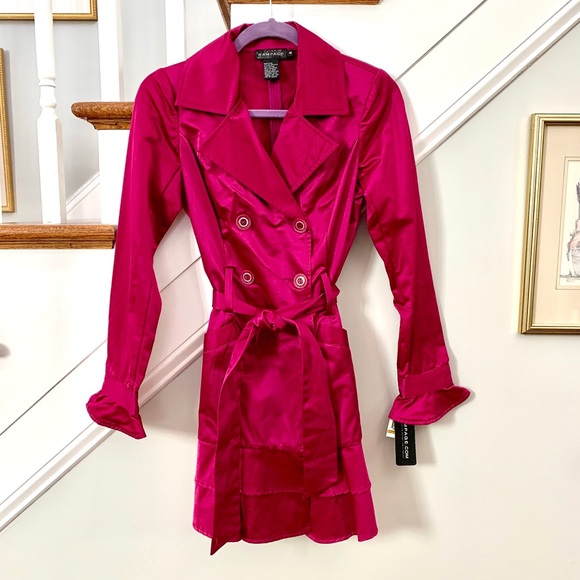 Glossy Belted Trench Coat ~ Double Ruffle Hem 💕 - Picture 5 of 7